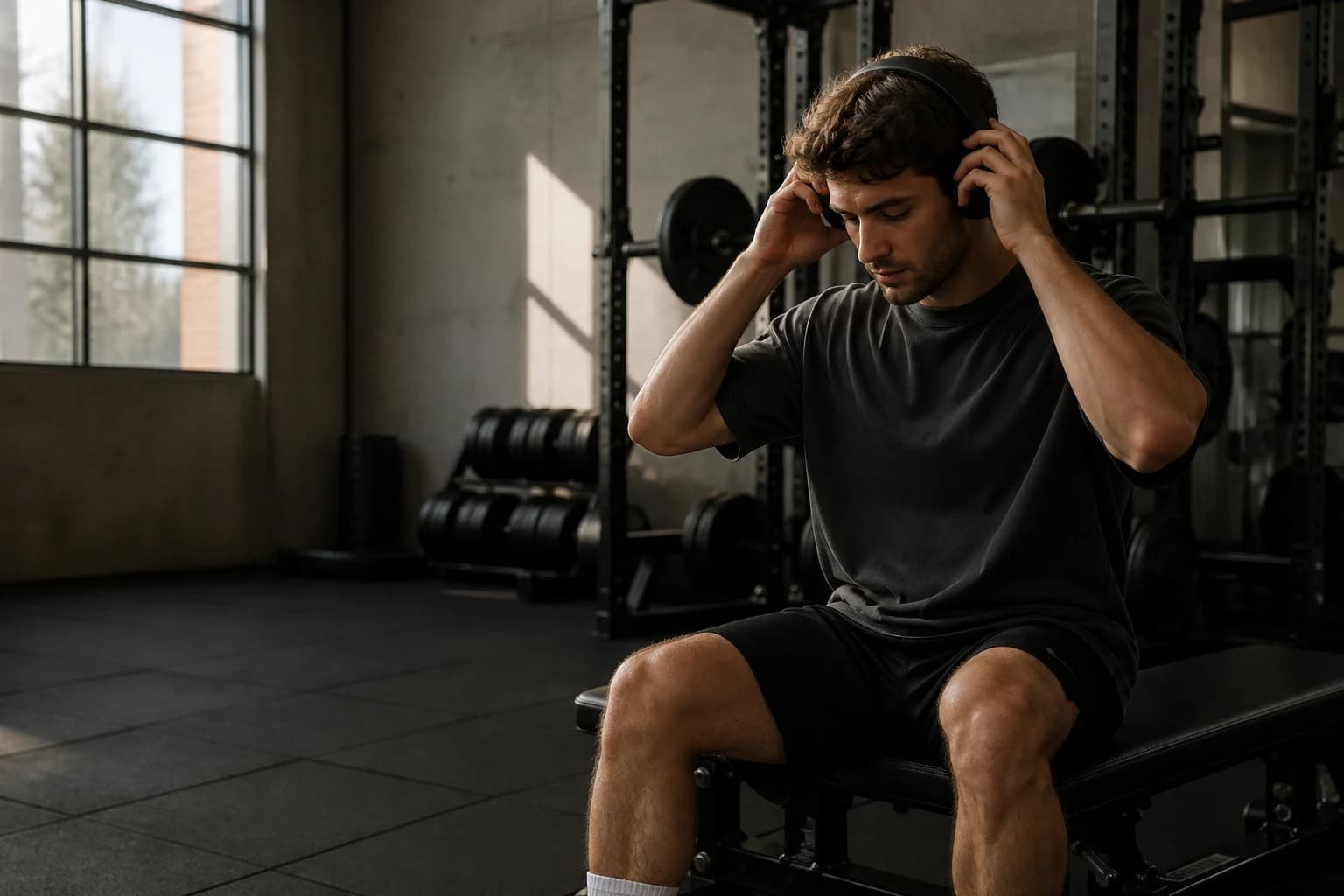 Athlete preparing calmly for the next session